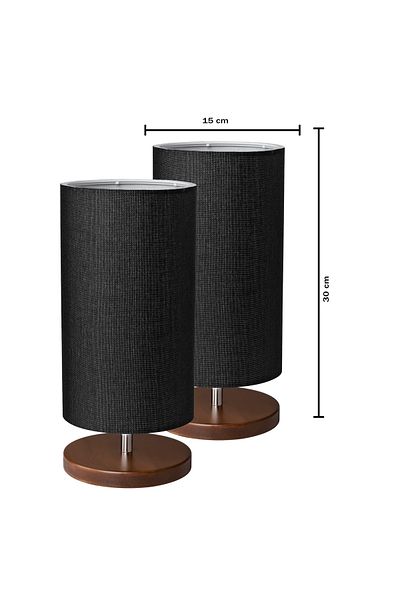 EFLIGHTDESIGN 2-Piece Wooden Lampshade Black Modern Stylish Bedroom Living Room Table Lamp