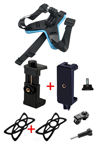 SUPORTE Kask Aksiyon Kamera Telefon Bağlantı Aparatı Ayarlanabilir ÇİFT BAŞLI...