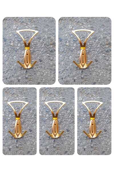 ARON (5 ADET) İSTANBUL Askı BÜYÜK (MAT ALTIN) Vestiyer Fortmanto Dolap Kapı Banyo Elbise Havlu Askılığı