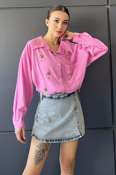 GÜLSELİ Cămașă de damă Roz Casual Stone