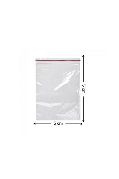 Kalbi Ticaret Kilitli Torba 5x5 Cm 100'lü Kilitli Buzdolabı Poşeti Şeffaf Naylon Torba Kilitli Saklama Poşeti