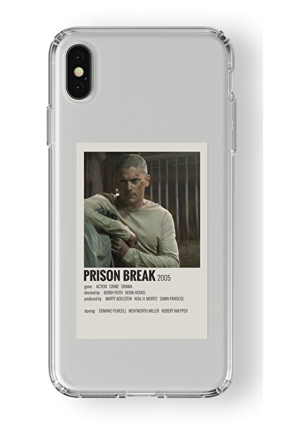 Space Star iPhone X ve Xs Uyumlu Prison Break Minimalist Poster Tasarım Baskılı Şeffaf Kılıf