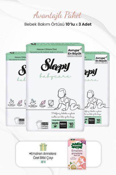 Sleepy 10-Piece Babycare Baby Care Cover X 3 Pieces and Special Herbal Tea for Nursing Mothers