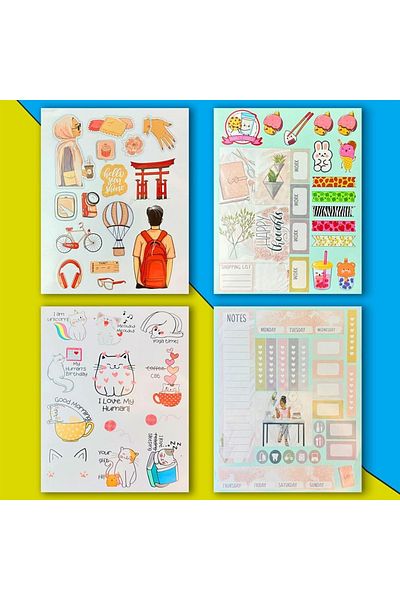 hediyeofisi تصميم مخصص - كتاب الملصقات My DIY مقاس 24*17 سم، 16 صفحة ملصقات ملونة