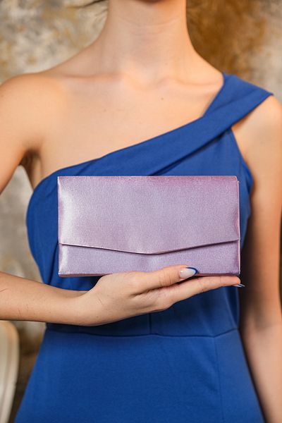 ROZA CANTA Women's Lilac Satin Mini Box Shoulder Evening Dress Bag