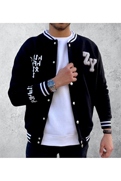 ZyKhan ZY KHAN Unisex Nakışlı Kolej Ceketi