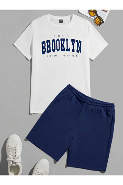 SANTAMİLA White Navy Blue Brooklyn Printed Suit