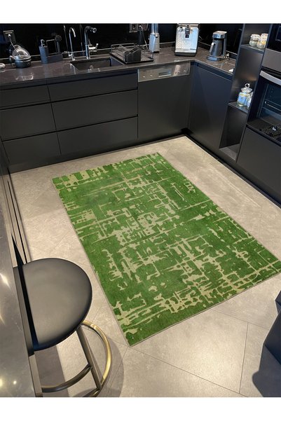 Rugs Modern Halı Covor țesut cu talpă, în nuanțe moderne de verde miravip483