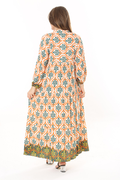 Şans Жіноче велике розмір помаранчеве ткане віскозне довге плаття на ґудзиках 65N37860