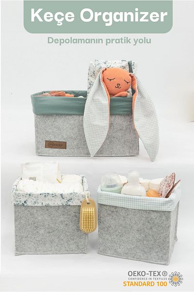 mordesign 3-Piece Drawer and Cabinet Laundry Organizer Set - Foldable Storage Box for Kids Room