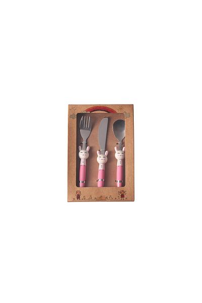 ASTERA Porland Pink Children's Fork and Spoon Knife Set - 3 Pieces
