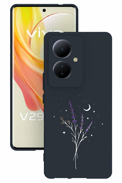 vivo V29 Lite Baskılı ve Kamera Korumalı Lacivert Renk Silikon Kılıf