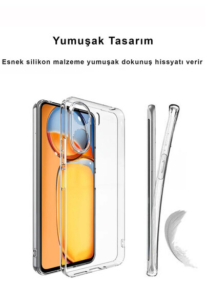 CEPSTOK Xiaomi Redmi 13C Kılıf Şeffaf Kamera Korumalı Esnek Yumuşak Silikon