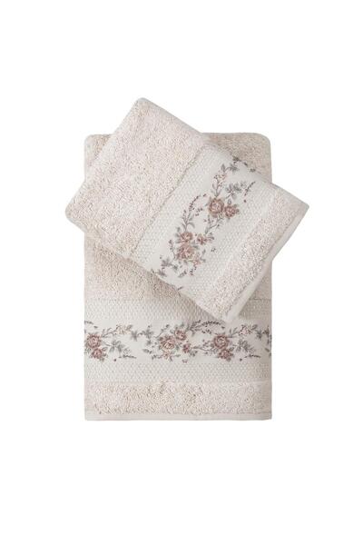 Pupilla Collection Rönesans Bambu 2'Li Banyo Havlu Seti (50*90+70*140) - Bej