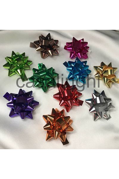 bisaccia Shiny Metallic Bow - Mixed Color, Star Gift Pack, 100 Pieces of Decorations