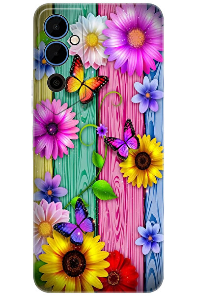 TECNO Pova Neo 2 (LG6N) Uyumlu Kılıf Desenli Silikon Renkli Papatya Ve Kelebe...