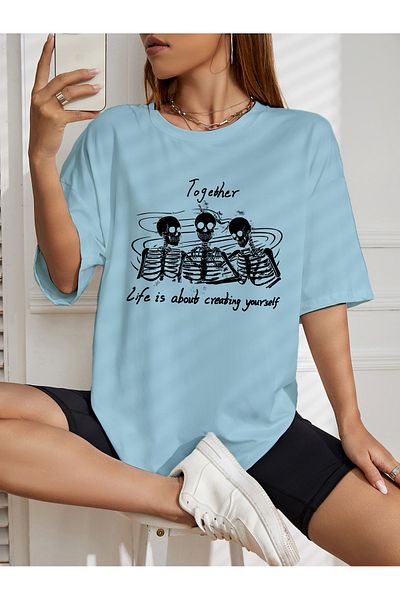 aynewmoda тениска с овърсайз принт и щампа