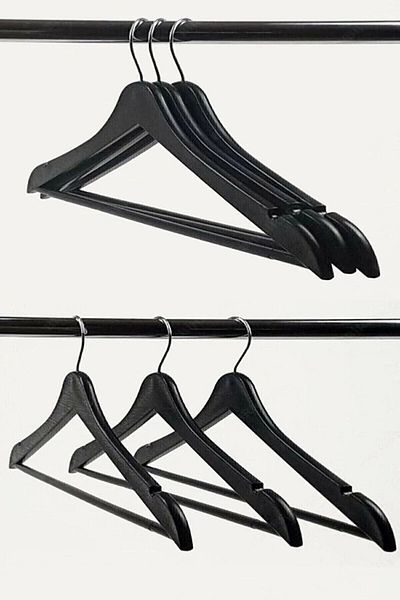 Dnz Set of 24 Black Wood Look Plastic Clothes - Clothes - T-Shirt Hanger