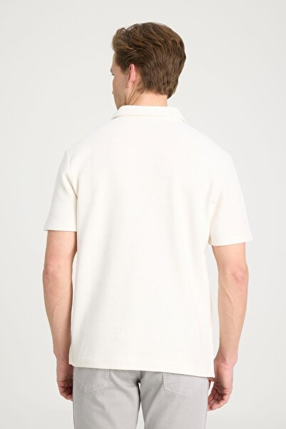 WRANGLER Half Zip Polo T-shirt Vintage White