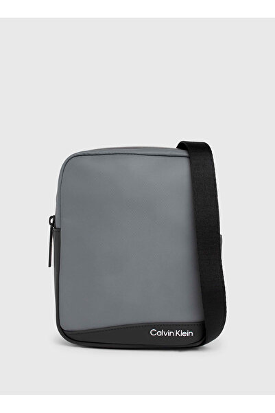 Calvin Klein Men's Anthracite Messenger Bag - 21X17X6 Cm, Rubberized Conv Rep...