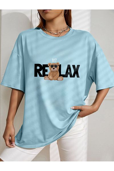 aynewmoda тениска с овърсайз принт just RELAX