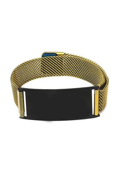 Tesbihane Antique Yellow Color Steel Men's Mesh Bracelet with Black Background and Magnet Closure