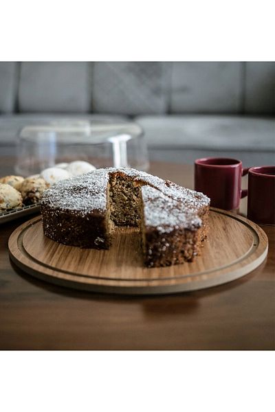 WORKPASAJ Large Size Acrylic Cup - Cake Dish with Wooden Stand