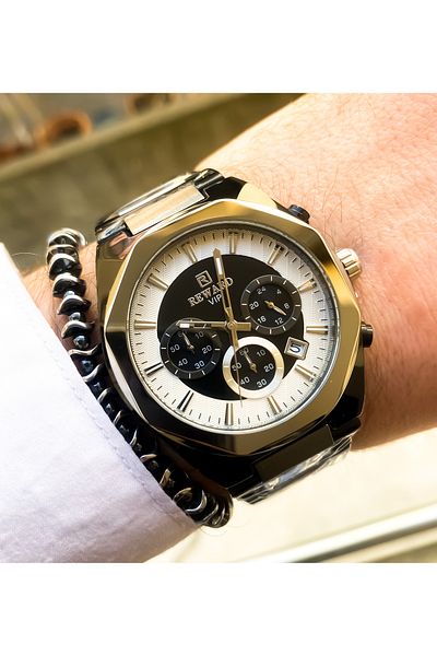 Reward Steel Calendar Men's Wrist Watch with Bracelet Gift