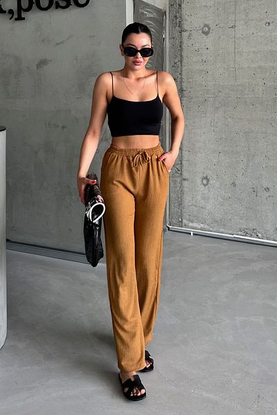 MODAGEN Γυναικείο παντελόνι Camel Spanish Leg Comfortable Fit