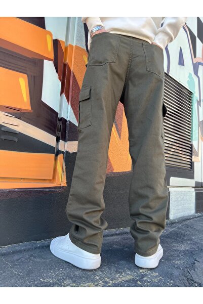 h&ç giyim Men's Gabardine Baggy Pants with Cargo Pockets