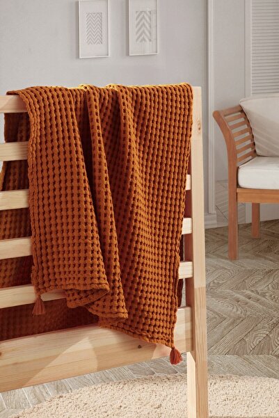Casadora Baby 100% Cotton Single Thick Waffle Throw Blanket - Cinnamon - 160 X 220 Cm