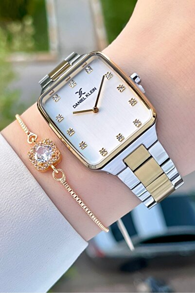 Daniel Klein Gold Gümüş Renk Hediye Paketli Kadın Kol Saati ve Bileklik