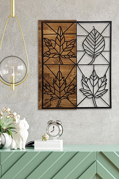 Doreline Doreart Yapraklar Ahşap & Metal Duvar Tablosu, Ev Ofis Duvar Panosu