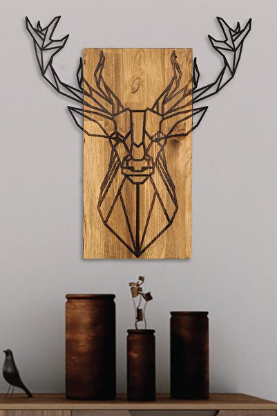 Doreline Doreart Geyik Ahşap & Metal Duvar Tablosu, Ev Ofis Duvar Panosu
