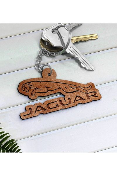Bk Gift Wooden Keychain with Jaguar Logo-1
