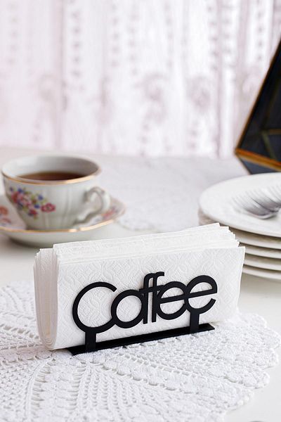Doreline Coffee Motif Desktop Decorative Napkin Holder Towel Holder Black (dimension: 12 X 6)