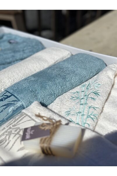 Nurpak Σετ οικογενειακής ρόμπας Bamboo 10 τεμαχίων - Κρέμα/Κοραλί