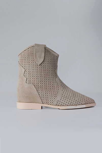 Milaura KADIN BEJ GİZLİ TOPUKLU HAKİKİ DERİ YAZLIK BOT 20348