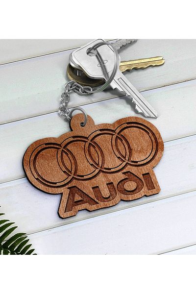 Bk Gift Wooden Keychain with Audi Logo-1
