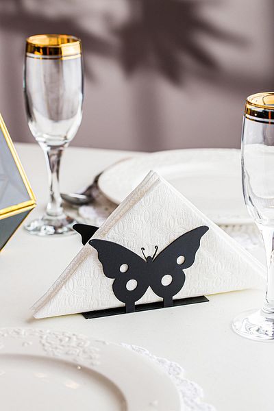 Doreline Butterfly Motif Desktop Decorative Napkin Holder Towel Holder Black (dimension: 11 X 7.5)