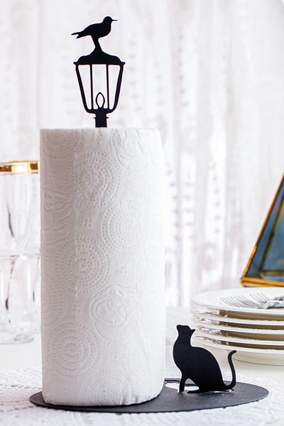 Doreline Cat Motif Desktop Decorative Napkin Holder Towel Holder Black (dimension 20 X 31)