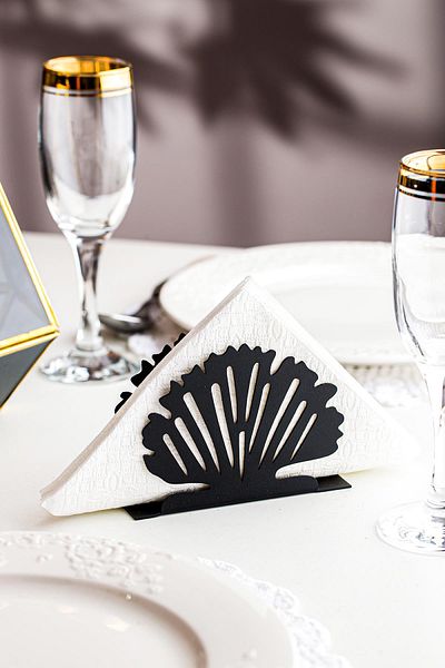 Doreline Oyster Motif Desktop Decorative Napkin Holder Towel Holder Black (SIZE:12 X 9)