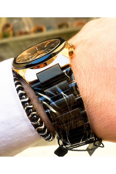 Reward Steel black color men's wrist watch
