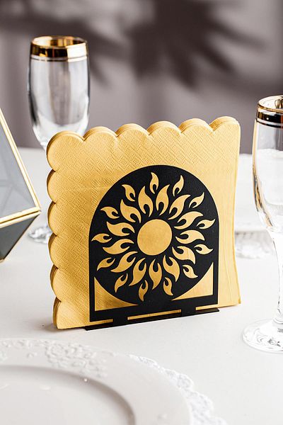 Doreline Sun Motif Desktop Decorative Napkin Holder Towel Holder Black (dimension: 11 X 13.5)