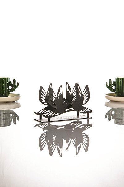 Doreline Bird Motif Desktop Decorative Napkin Holder Towel Holder Black