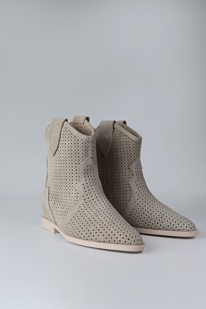 Milaura KADIN BEJ GİZLİ TOPUKLU HAKİKİ DERİ YAZLIK BOT 20348