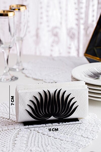 Doreline Nilüfer Motif Desktop Decorative Napkin Holder Towel Holder Black (dimension: 11 X 7)
