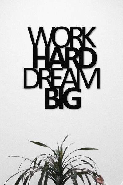 Doreline Doreart Work Hard Dream Bıg Metal Duvar Tablosu, Ev Ofis Duvar Panosu