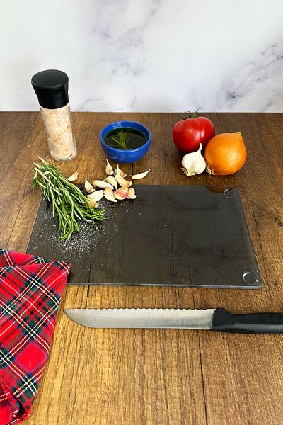 Decorita Glass Cutting Board - Glass Cutting Table| Smoked Glass| 17cm x 29cm