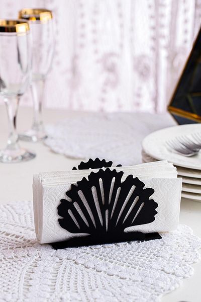 Doreline Oyster Motif Desktop Decorative Napkin Holder Towel Holder Black (SIZE:12 X 9)